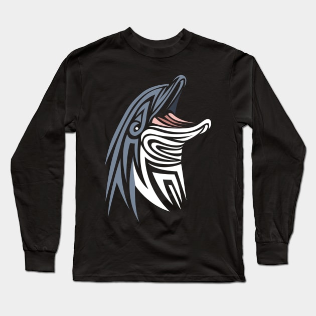 Dophin Tribal Long Sleeve T-Shirt by albertocubatas